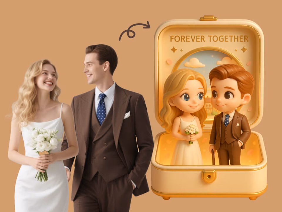 AI 3D Chibi Couple Jewelry Box Example 1