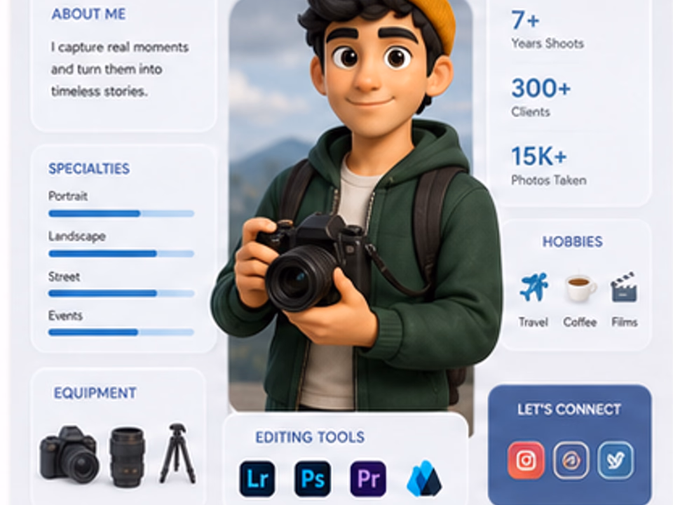 3D personal career snapshot infographic