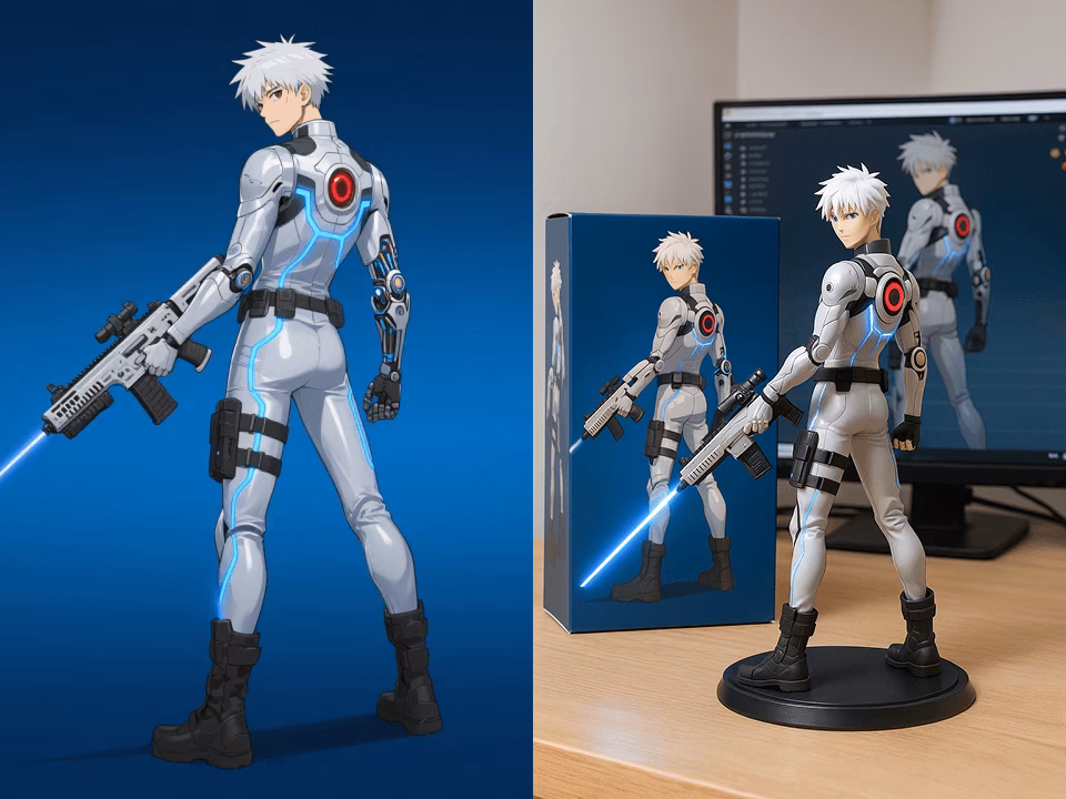 AI Action Figure Generator sample result with a boxed collectible action figure look 1