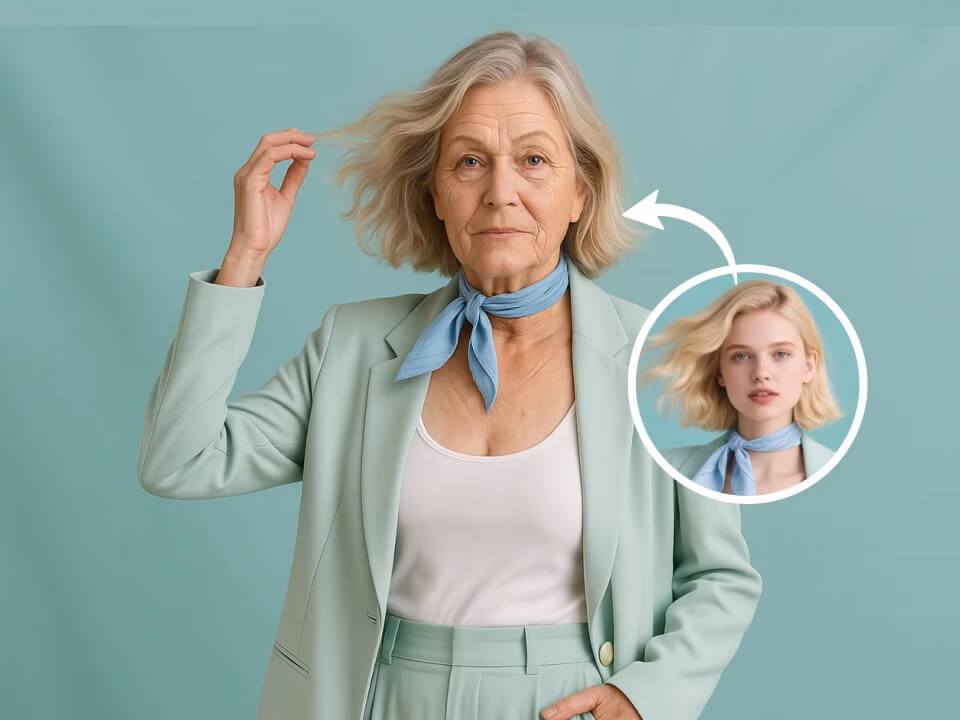 AI Aging Filter sample result with a natural older-version portrait 3