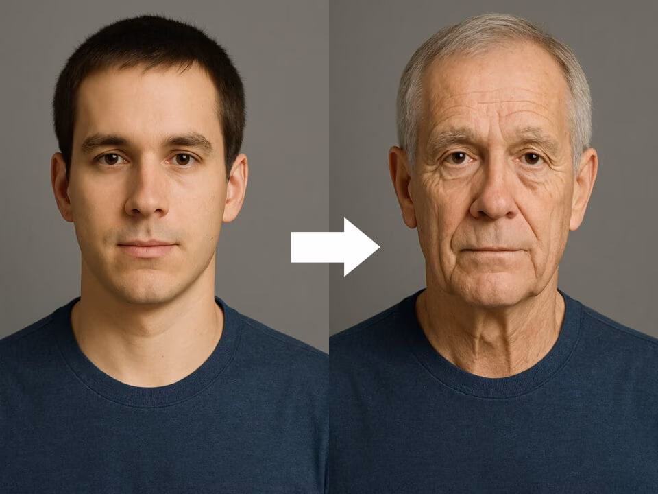 AI Aging Filter sample result with a natural older-version portrait 4
