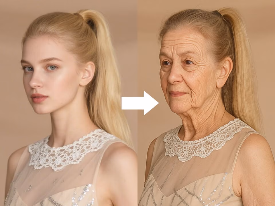 AI Aging Filter sample result with a natural older-version portrait 5