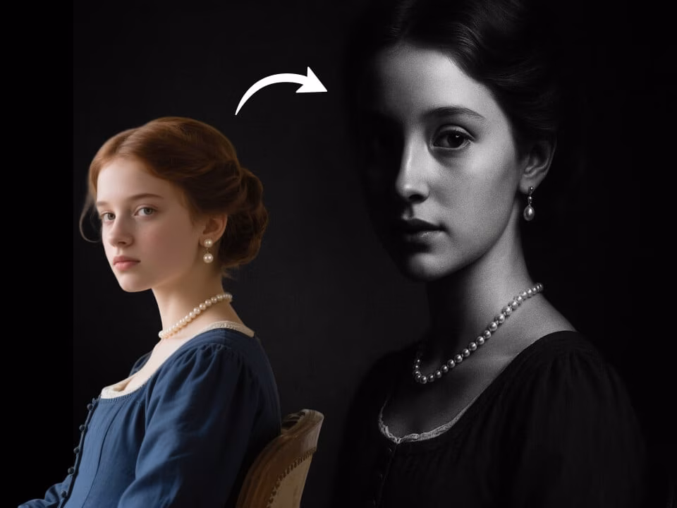 AI Black and White Portrait Generator black and white portrait example 1