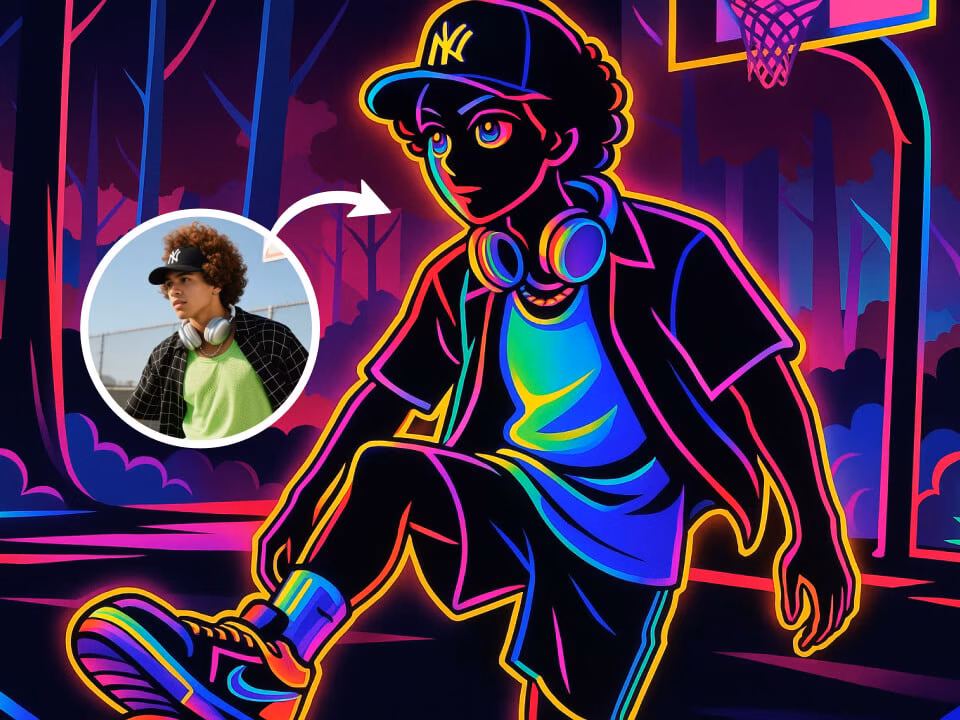 a neon cyberpunk portrait example 1