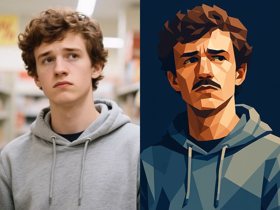 AI geometric face effect example 1