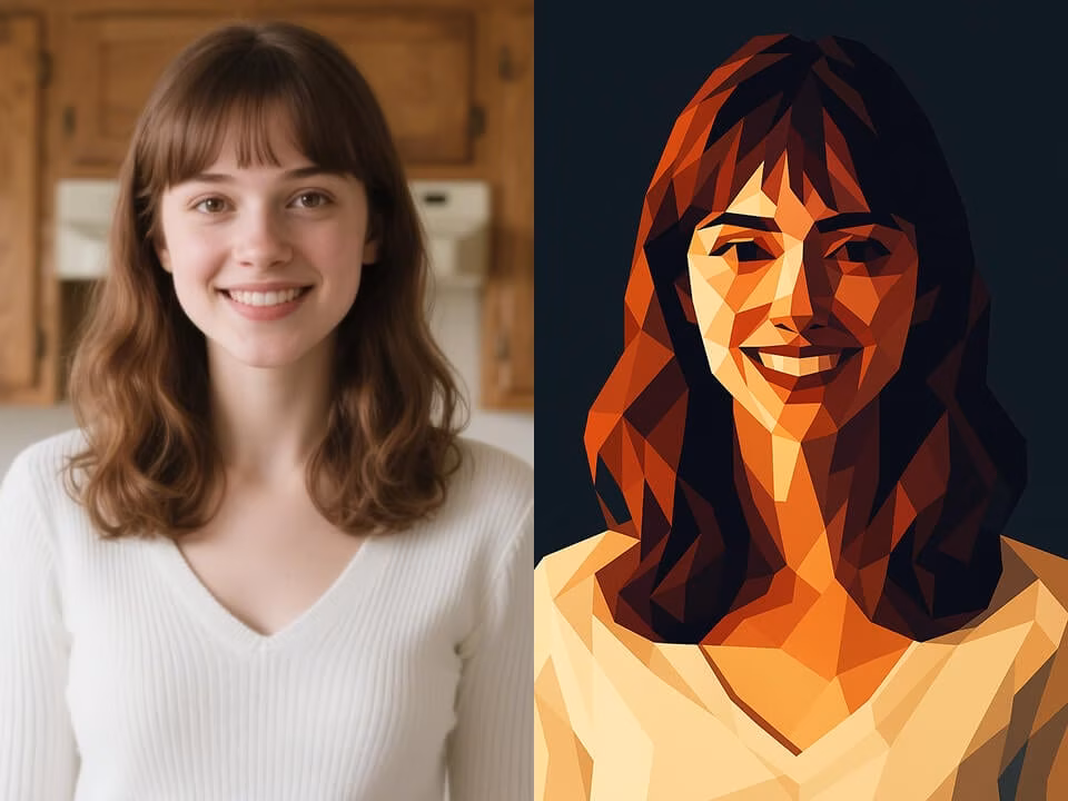 AI geometric face effect example 2