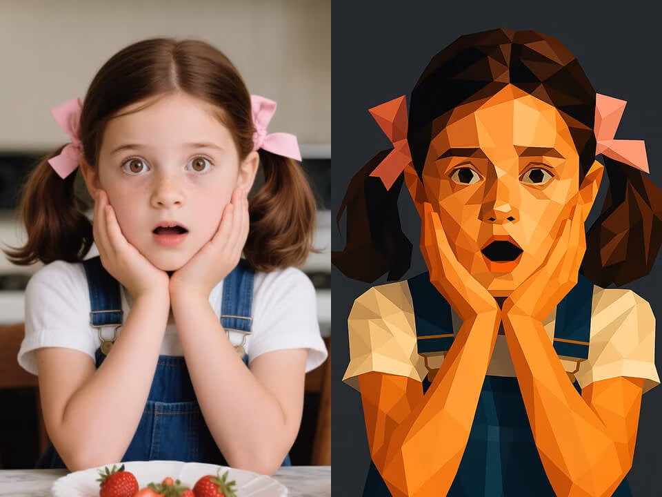 AI geometric face effect example 6