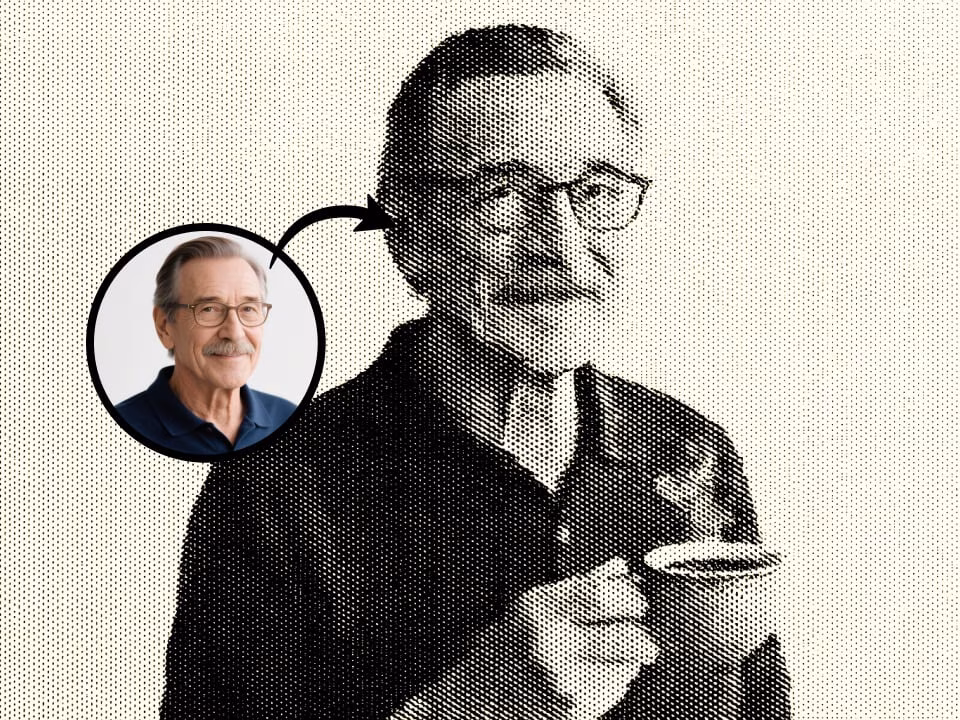 AI halftone effect portrait with retro dot shading 5