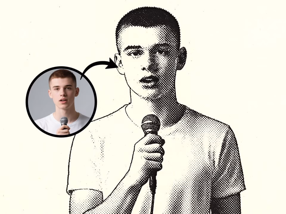 AI halftone effect portrait with retro dot shading 6