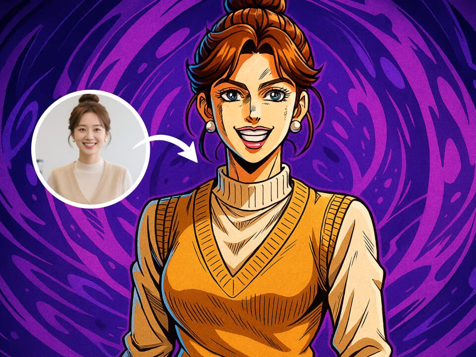 AI JoJo filter anime portrait with bold ink lines 2