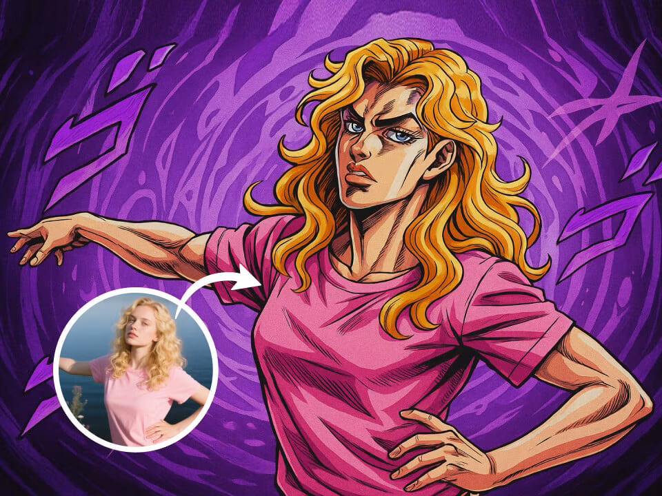 AI JoJo filter anime portrait with bold ink lines 4