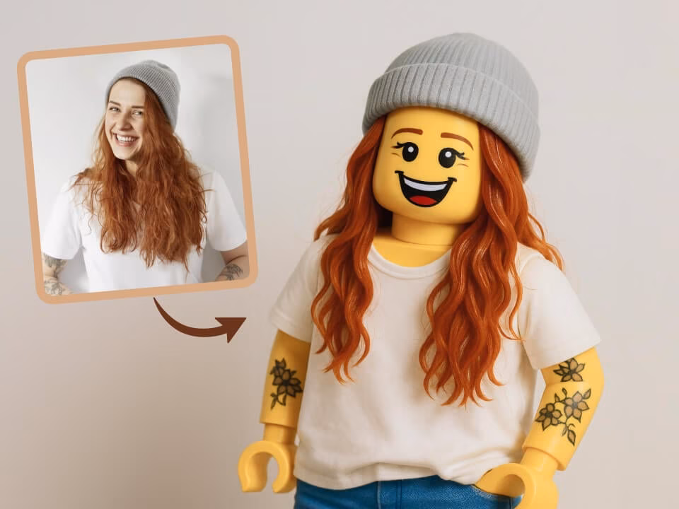 AI LEGO filter brick-style portrait result 3