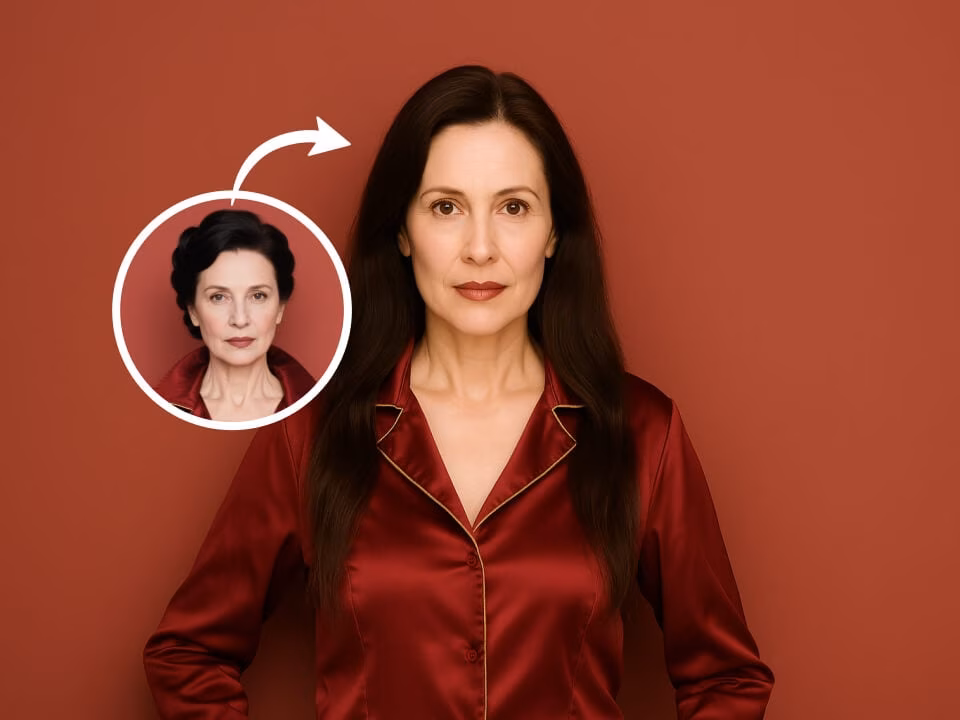 AI long hair filter hairstyle preview on portrait 1