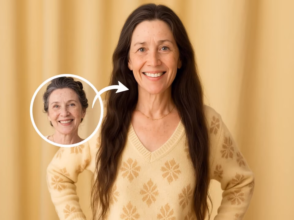 AI long hair filter hairstyle preview on portrait 5