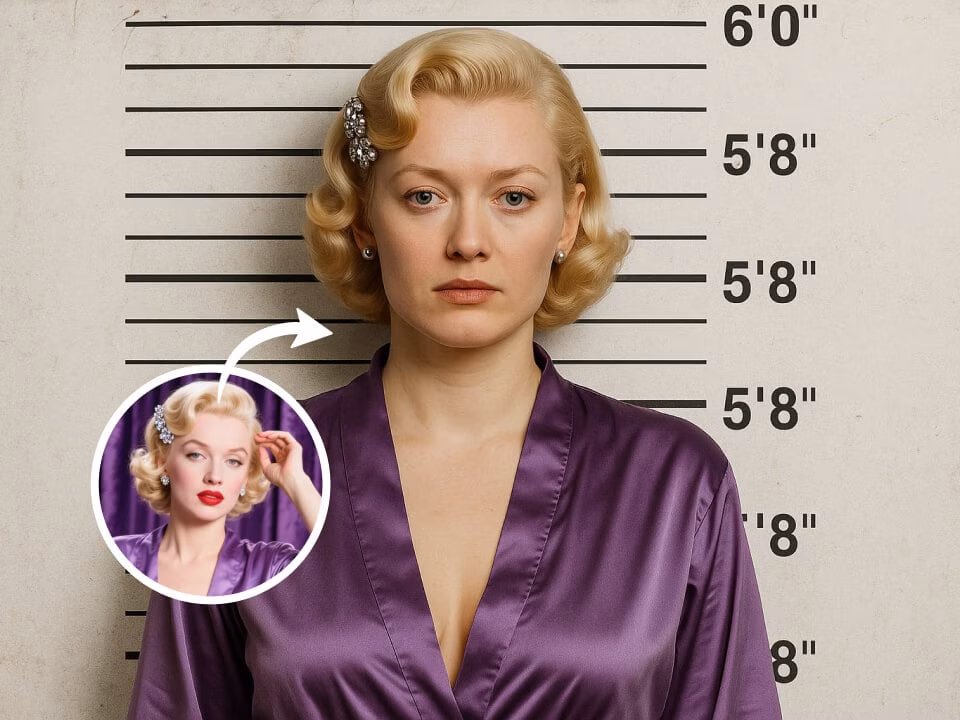 Cinematic AI mugshot-style portrait 3