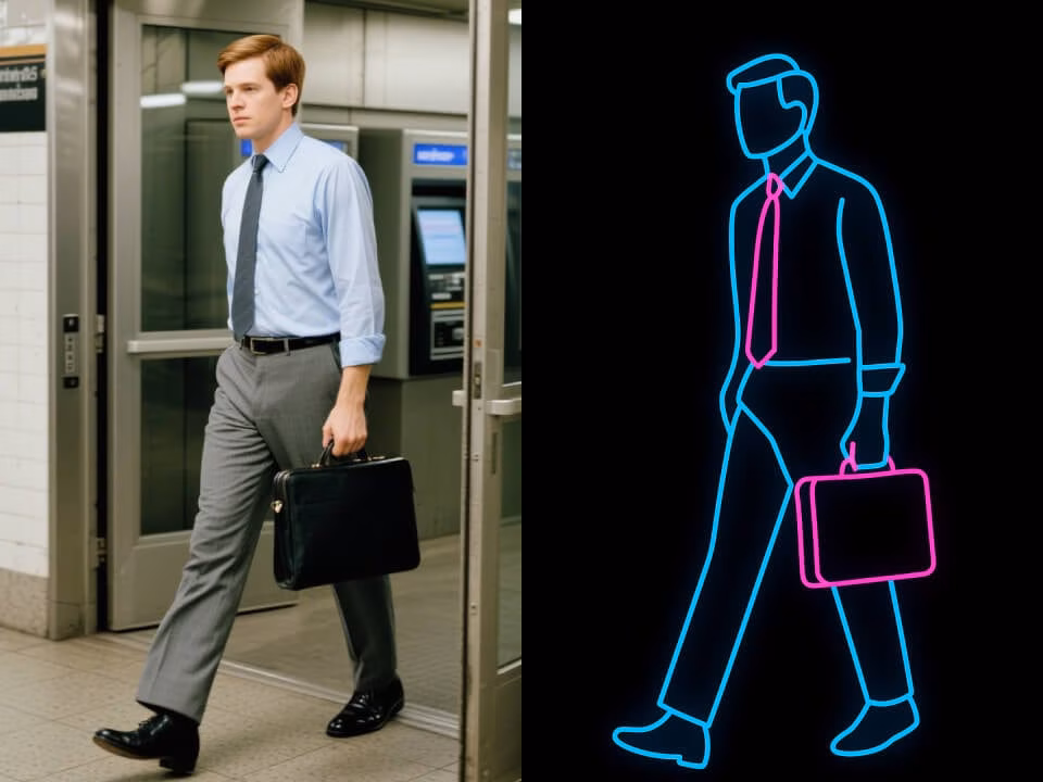 Glowing neon line art portrait result 4